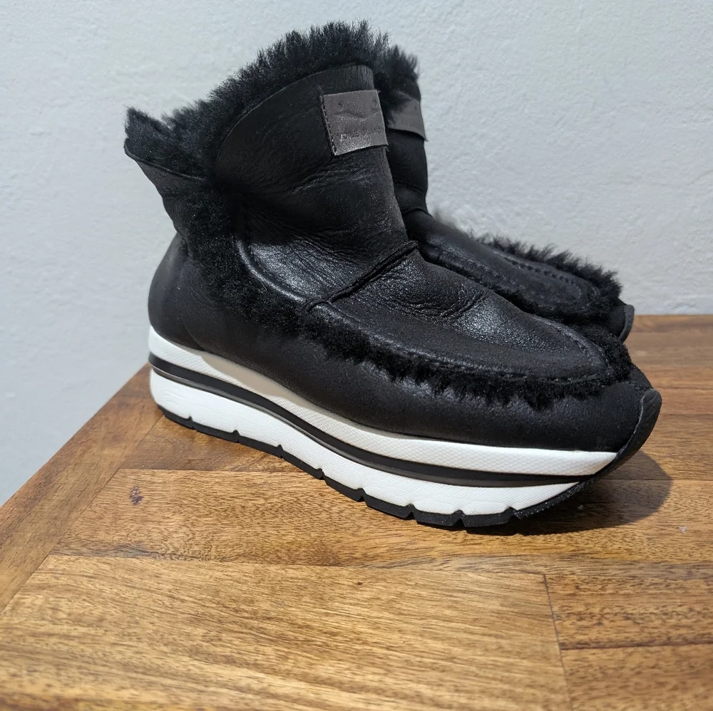 Viole Blanche BICE LEATHER BOOTS Mid-boots in black Nappa-effect Shearling  38/8
